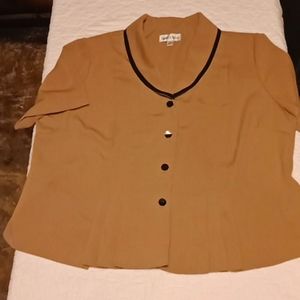 Danny And Nicole 22W Tan Short Sleeve Dress Jacket With Black Trim